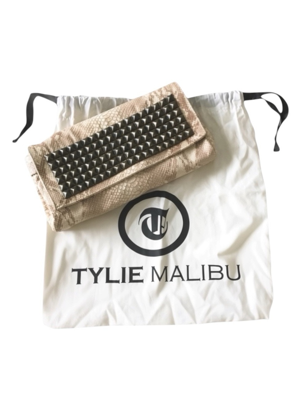 new Tylie Malibu 𓆙 Runaway Rockstud Python Skinny Clutch Bag 𓆙 Red Carpet Hot - Picture 12 of 16